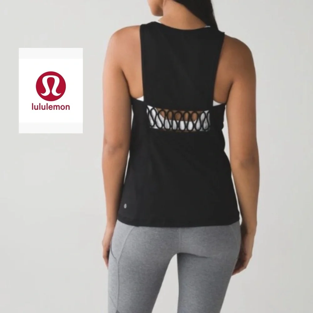 Lululemon Athletica Sweaty Or Not Tank Top Black Cutout Size 4